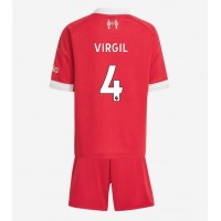 Liverpool Virgil van Dijk #4 Domáci Detský futbalový dres 2025-26 Krátky Rukáv (+ trenírky)